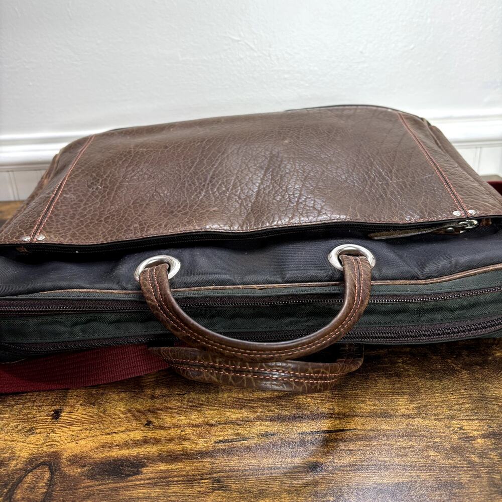 Tusk Computer Brief Messenger Bag Leather Padded Adjustable Strap FLAW READ - Picture 4 of 16